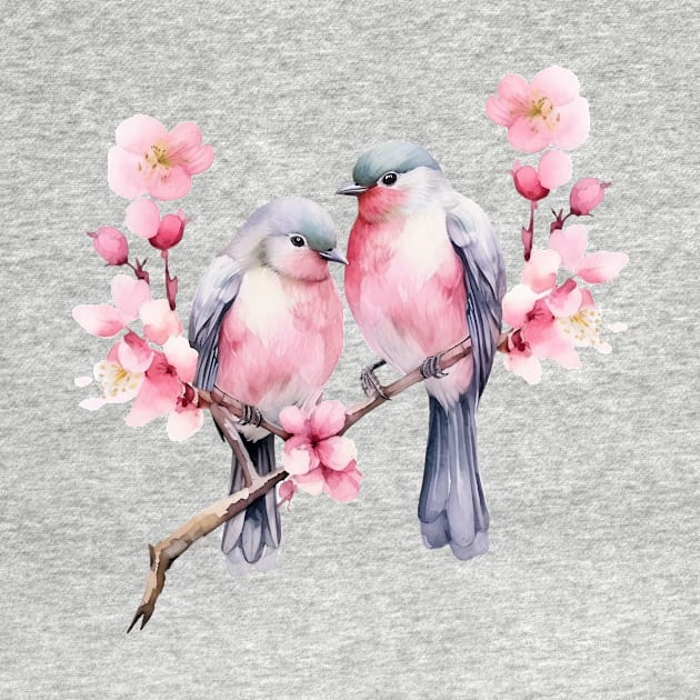 Birds on a Cherry Branch by ArtVault23